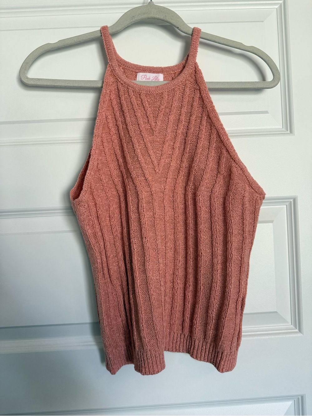 NWT- Pink Lily-  Coral Knit Sweater Tank- Size L/XL